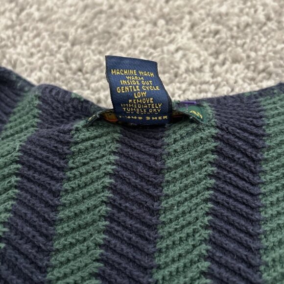 Vintage Colours By Alexander Julian Knit Cotton Sweater Vest Green Stripe Large - Picture 7 of 9